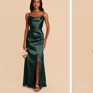 Birdy Grey Green Slit Maxi Gown Spaghetti Strap